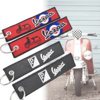 ✇ↂ Motorcycle Keychain Embroidery Keyring Keyfob Key Chain For Piaggio VESPA GTS300 Sprint Primavera Super GTV LX PX ET Key Holder