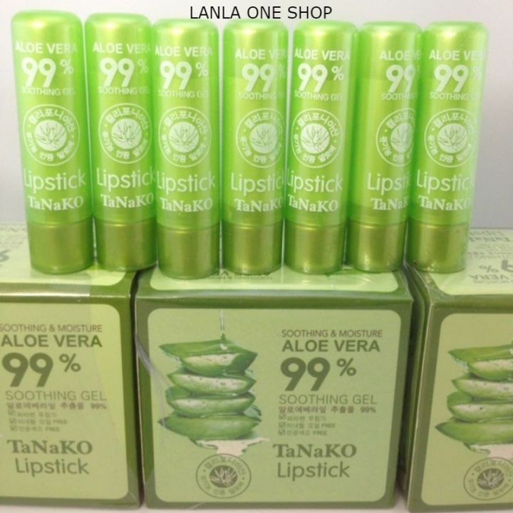 lanla-tanako-aloe-vera-99-lipstick-ลิปมันว่านหางจระเข้-ปรับสีริมฝีปากอมชมพู-เนียนนุ่ม-ลิปว่านหางจระเข้