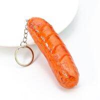 Simulation PVC Roast Sausage Keychain Snack Dessert Hot Dog Pendant Cevapcici Key Ring Fast Food Purse Chains Ornament Jewelry