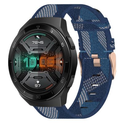 สำหรับนาฬิกา Huawei GT 2E 22มม. ผ้าทอไนลอนสายนาฬิกาข้อมือ (สีน้ำเงิน)