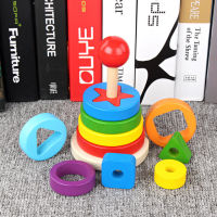 Wooden Puzzle Kids Toys Rainbow Tower Pyramid Nesting Stacking Shape Games Montessori Early Education Diy Toys For Children Gift