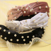 6Pcs ผู้หญิงกำมะหยี่ Hairband กับ Pearl Knot Beading Headdress Headband แฟชั่น Elegant Headwrap ผม Hoop หญิงอุปกรณ์เสริมผม