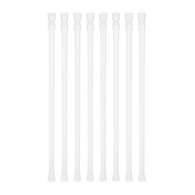 8 Small Tension Rods 15.7 inch to 28 inch Spring Extendable Curtain Curtain Shower Curtain Telescopic Rod for Kitchen Cabinet Cutlery, Closets and Cabinets, White