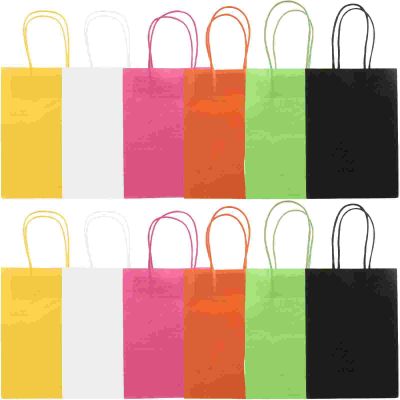 24 Pcs Delicate Paper Gift Bag Wrapping Bags Bulk Kraft Handle Handheld Birthday Party Candy Containers Gift Wrapping  Bags