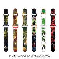 ■₪ Hulk Cartoon miękki pasek silikonowy do zegarka Apple Watch 45mm 44mm 40mm 42mm 41mm bransoletka Correa do serii iWatch