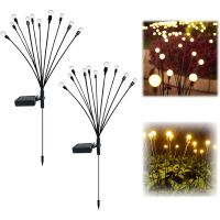 10 Head Solar Powered Firefly Lights, 10 LED Outdoor Waterproof Solar Starburst Swaying Garden Lights