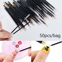 50Pcs/Bag Small Nail Art Brush Disposable Nail Pigment Liner Nylon Wool With Pen Cap Portable Nail Tools nails accesories Artist Brushes Tools