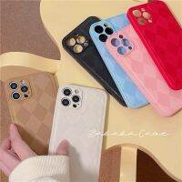 [Free ship] Hanfeng ins simple rhombic leather iPhone12pro/13Promax mobile phone case for 11Pro/XR/XS