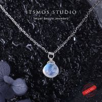 ITSMOS Natural Moonstone S925 Sterling Silver Pendant Necklace Simple Faceted Stone Chain Elegant Jewelry For Women Romatic Gift