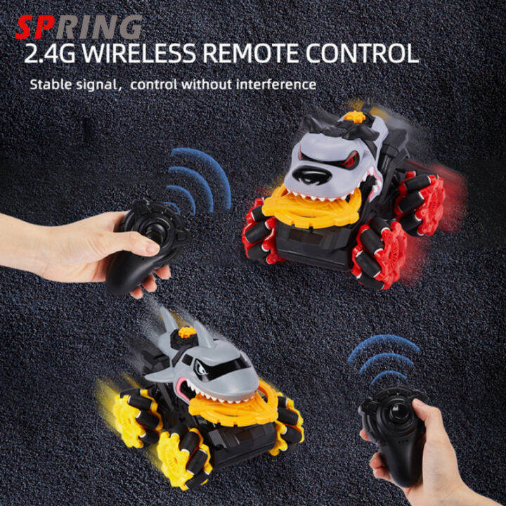 mobil-remote-control-ใบมีดหมุนไฟฟ้ารูปสุนัขฉลามรถสตันท์วิทยุบังคับ2-4ก-สำหรับเด็กหญิงเด็กชายของขวัญวันเกิดคริสต์มาส-peg-008-009