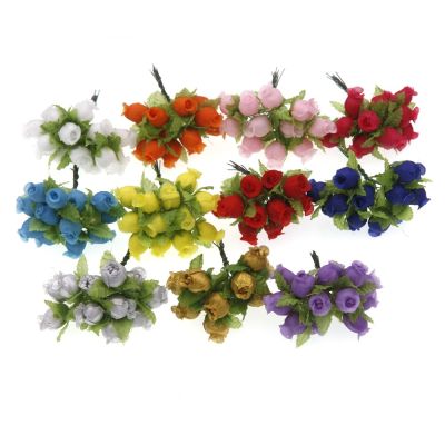 hot【cw】 12Pcs 2cm Silk Heads Artificial Flowers Bouquet  Wedding Decoration Wreath box Accessories