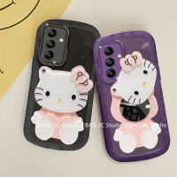 ใหม่ เคส Phone Case Samsung Galaxy A14 A34 A54 5G A04 A04e เคส แฟชั่นการ์ตูน3D Hello Kitty แต่งหน้า เคสโทรศัพท์ กระจก Anti-Drop ซองนุ่มใส2023