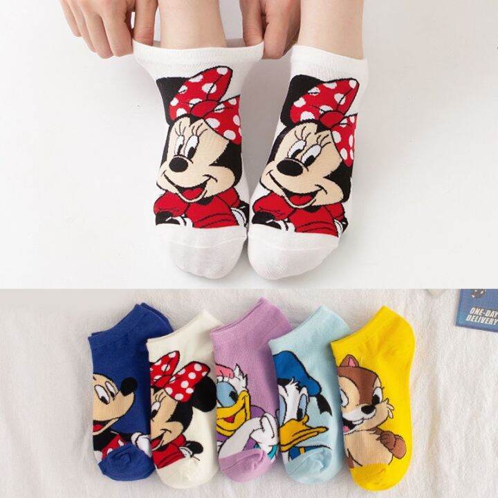 1 Pair Cute Disney Mickey Donald Short Socks Women Cartoon Unisex Ankle Sock Lazada