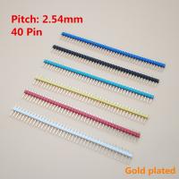 [ASLDM] ARRI 10PCS 40P Gold Plated Single Row Pin Header 2.54Mm Male 1X40P Connector Red Black Green Blue Yellow White Color