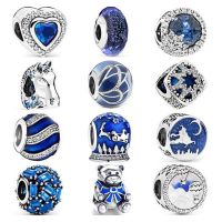 New fashion charm original blue series Bear Love Santa fit Pandora bracelet DIY women jewelry
