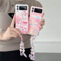 เคสโทรศัพท์สายแมวแมรี่ลายการ์ตูนน่ารักสำหรับ Samsung Galaxy Z Flip 4 3ปลอกแฟชั่นลายสก๊อตเคสกันกระแทกไอเอ็มดีมันวาว