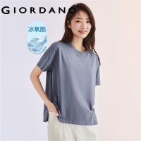 ➦GIORDANO ผู้หญิง เทคโนโลยีขั้นสูงความรู้สึกเย็นน้ำแข็งออกซิเจนเสื้อยืดคอกลมแขนสั้นถักนิตติ้ง Free Shipping 05323404