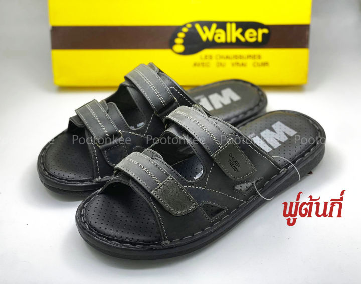 รองเท้า-walker-รุ่น-wb662-รองเท้าแตะวอคเกอร์-รองเท้าหนังแท้-สีดำ-น้ำตาล-ของแท้