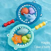 Baby Bath Toys Lion Water Spraying Net Fish Catching Shark Children Animal Squeezing Toy Floating Water Playing