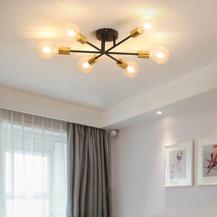 โคมไฟเพดานสีทอง-โคมระย้ารูปทรงเรขาคณิต-ไฟที่ทันสมัย-sputnik-chandelier-brushed-antique-gold-geometric-ceiling-light