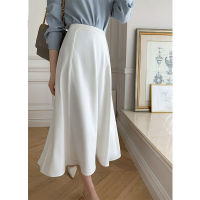 Elegant Skirt Woman 2022 Spring High Waist A Line White Skirts Office Lady Faldas Mujer Moda 2022 Design Work Wear Temperament