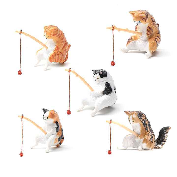 jiang-รูปปั้นแมวทำจากเรซินขนาดเล็กประดับตกแต่งบ้านสำหรับตกแต่งตู้ปลารูปปั้นแมวรูปการ์ตูนแมว