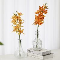 【DT】 hot  Simulation Orchid Flower Branch Artificial Delphinium Flore Home Wedding Decoration Phalaenopsis Fake Flores For Stage Decor