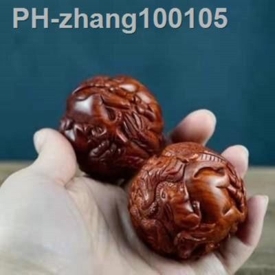 Huanghuali zodiac health care ball handball massage ball carving and play fitness solid wood handle