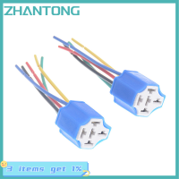 ZHANTONG ขั้วหลอดเซรามิคซ็อกเก็ตรีเลย์ฮอร์น5ขา DC 12V พร้อมสายสำหรับรถจักรยานยนต์