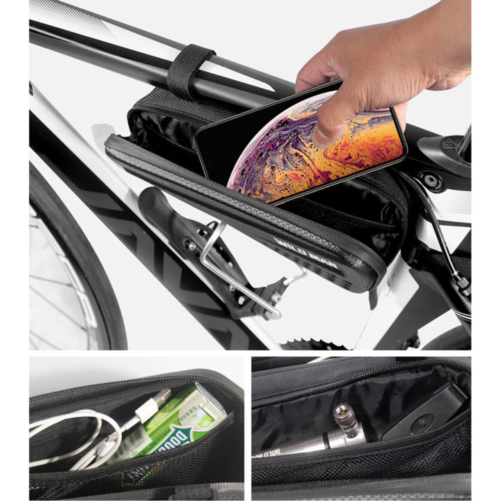 wild-man-กระเป๋าจักรยาน-กระเป๋าใส่ท่อด้านหน้ากระเป๋าใส่จักรยานกันฝน-hardshell-ความจุขนาดใหญ่ชุดเครื่องมือสามเหลี่ยมขี่อุปกรณ์เสริม