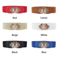 Women Elastic R Cinch Gemstone Buckle Corset Waistband Stretch Waist Belt