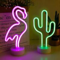 2021USB Battery Led Neon Light Flamingo Coconut Tree Cactus Unicorn Shape Lamp Colorful Home Rooms Decoration Tabletop Night lights