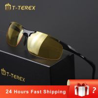 {Paopao glasses}T-TEREX Night Vision แว่นตาผู้ชาย P Olarized ป้องกันแสงสะท้อนเลนส์อลูมิเนียมแมกนีเซียมกรอบสีเหลืองแว่นกันแดดขับรถแว่นตาสำหรับรถยนต์