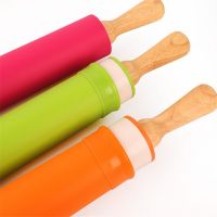 1 Pc Silicone Roll Cut Mat Wood Handle Rolling Pins Cutting Pad Fondant Cake Dough Baking Tool Bread  Cake Cookie Accessories