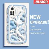 เคส JIUMOO สำหรับ Xiaomi Redmi Note 11 Pro Note 5G Note 11e Pro เคสแฟชั่นลายคลื่นดอกไม้สีฟ้า3D แบบนิ่มดั้งเดิมเคสโทรศัพท์คลุมทั้งหมดเคสป้องกันกล้องเลนส์กล้องเคสนิ่มด้านหลัง