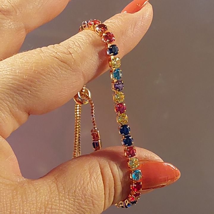 adjustable-multicolor-tennis-bracelets-for-women-ladies-wedding-rainbow-colorful-zircon-charm-bracelet-hand-chain-jewelry-dzh043-headbands