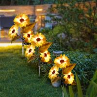 Solar Sunflowers Outside Garden Lawn Light IP65 Waterproof Solar Flowers Pathway Light for Patio Yard Wedding Holiday Decoration