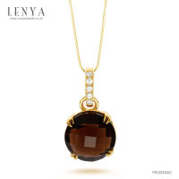 Lenya Jewelry  จี้ประดับพลอยบลูโทปาซ(BlueTopaz) สีฟ้า เม็ดใหญ่ ตัวเรือนเงินแท้ชุบทองคำขาว