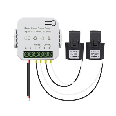 Tuya Smart Zigbee Energy Meter Power Monitor Electricity Statistics 80A with Current Transformer Clamp KWh 90-250V(2CT) for Both Residential and Commercial Application