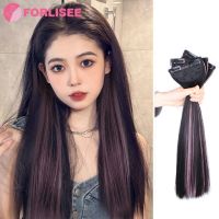 FORLISEE Synthetic Dyed Straight Hair With Clip Piece Wig Invisible Traceless Fluffy Increased