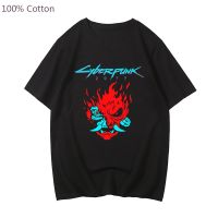 【New】Black Mens เสื้อยืด Anime Cyberpunk: Edgerunners การ์ตูนพิมพ์ Tshirt แฟชั่นฮิปฮอป-เสื้อผู้ชายฤดูร้อน Harajuku เสื้อผ้าฝ้าย