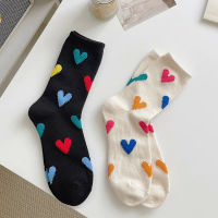 Sweet Heart Cotton Socks Women JK White Long Socks Female Girls Streetwear Dress Calcetine Mujer