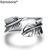 Kemstone Vintage Punk Steelทหารสแตนเลสสตีลผู้ชายFeatherไทเทเนียมแหวนเหล็กสำหรับชาย