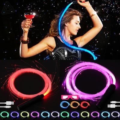 แส้เต้นรำแบบชาร์จไฟได้10สี,USB วิปไฟเบอร์ออปติก LED ชาร์จไฟได้ USB ได้