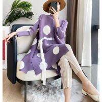 2023 Spring and Autumn Single breasted Standing Collar Light Mature Print Dotted Three House Windbreaker Coat