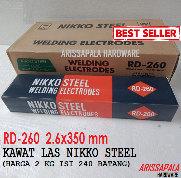 Kawat Las Nikko Steel RD 260 Welding Elektrodes 2.6mm 35cm 5kg Isi 240 ...