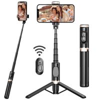 Selfie Stick Tripod, Extendable 3 in 1 Aluminum Selfie Stick with Wireless Remote and Tripod for iPhone and Smartphone Black