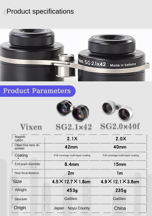 vixen-sg-2-0x40f-sg-2-1x42กระจกกลุ่มดาวกล้องส่องทางไกลแบบขยายต่ำพิเศษที่มีมุมมองขนาดใหญ่เพื่อสังเกตดวงดาว