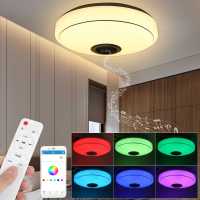 4060W RGB สมาร์ท LED โคมไฟเพดาน LED เพลงโคมไฟเพดานพร้อมลำโพงบลูทูธรีโมทคอนล Mobile App Control 110- 220V