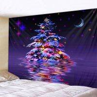 Christmas Snow Christmas Tree Fluorescent Tapestry Hippie Bohemian Plant Multicolor Ultraviolet Reaction Background Cloth